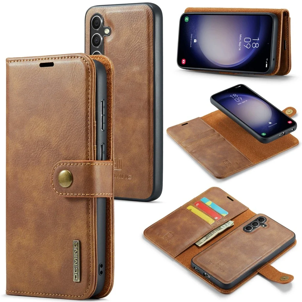 DG.MING Samsung Galaxy A56 Lommeboketui med avtakbart deksel, Cognac