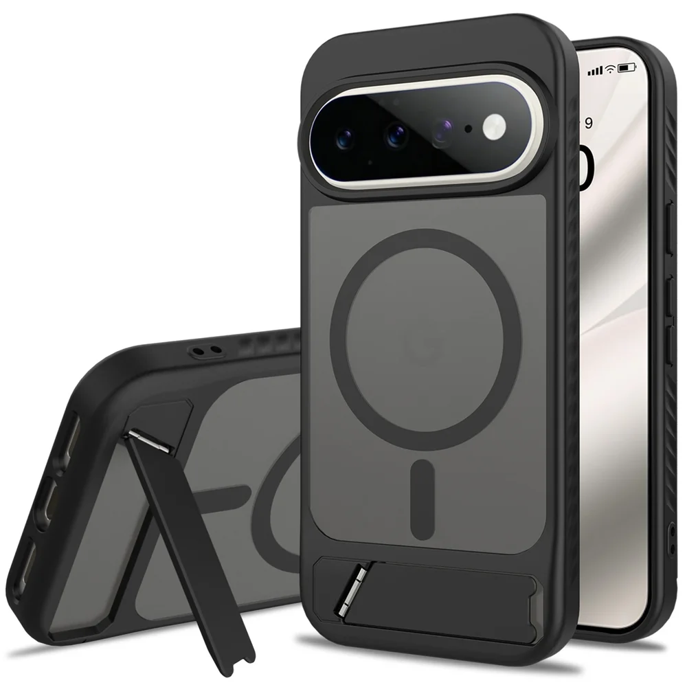 Google Pixel 11 Pro Magnetisk hybriddeksel med innebygd stativ, Svart Google Pixel 11 Pro Magnetisk hybriddeksel med innebygd stativ, Svart