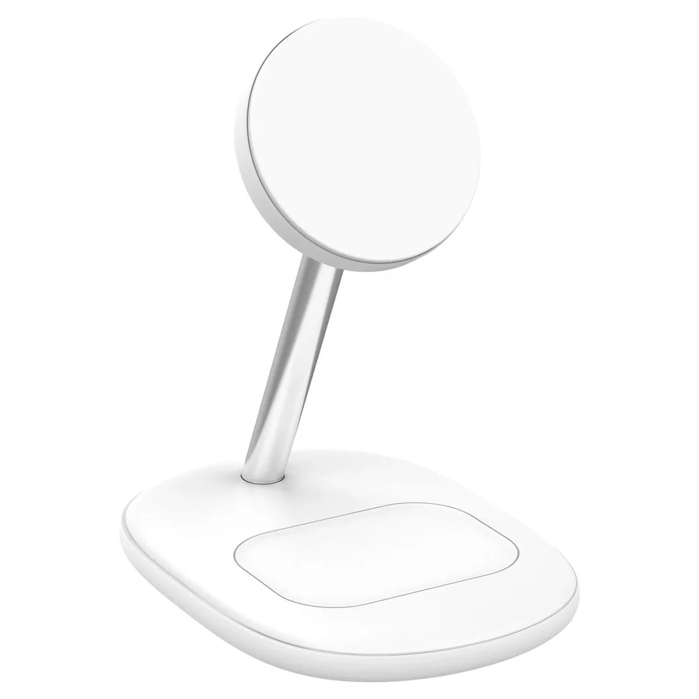 Clas Ohlson Magnetisk trådløs Qi2 ladestasjon 2-i-1, Hvit Clas Ohlson Magnetisk trådløs Qi2 ladestasjon 2-i-1, Hvit