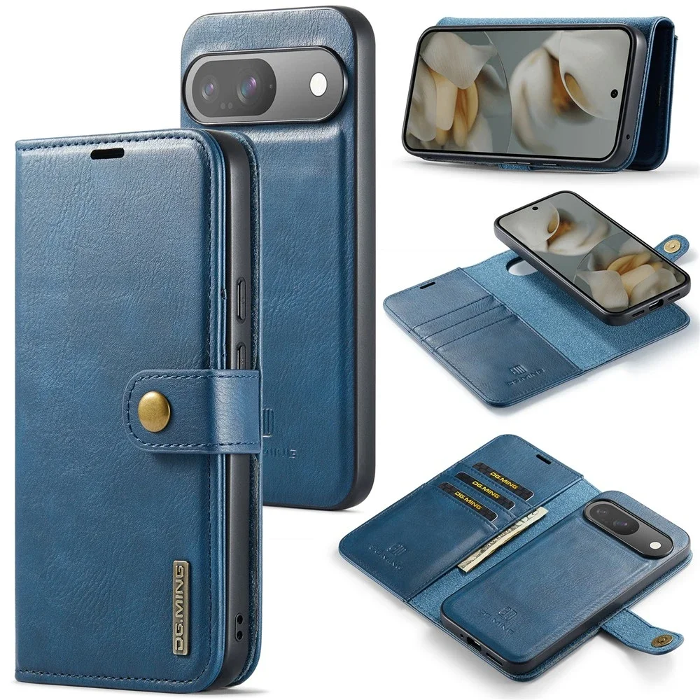DG.MING Google Pixel 10 Pro Lommeboketui med avtakbart deksel, Blue