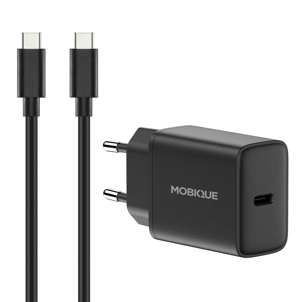 Lader iPhone 18 - USB-C 2m kabel & vegglader, Svart