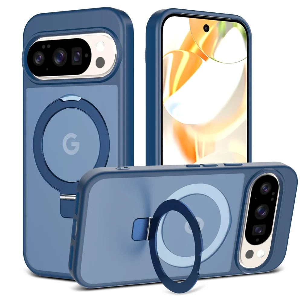 Google Pixel 10 Magnetic hybriddeksel med stativfunksjon, Mørke blå