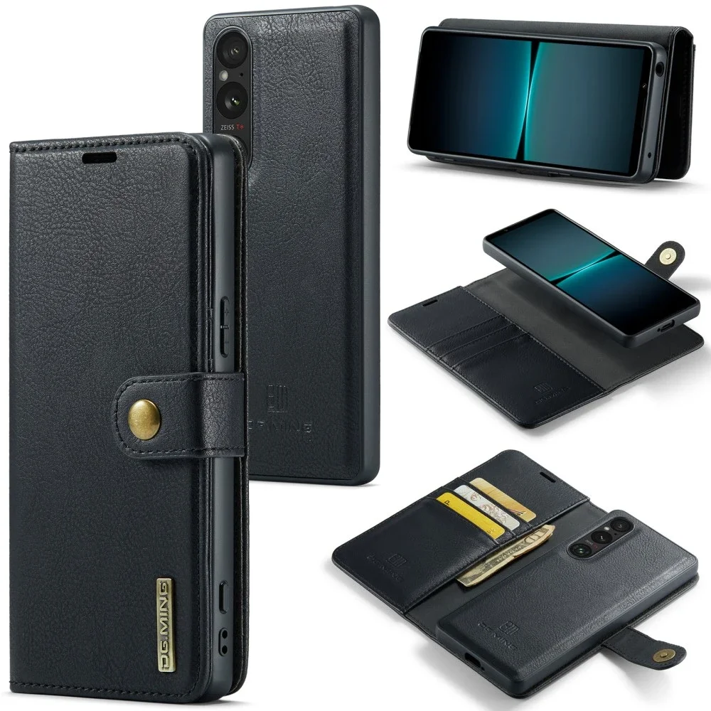 DG.MING Sony Xperia 1 V Lommeboketui med avtakbart deksel, Black