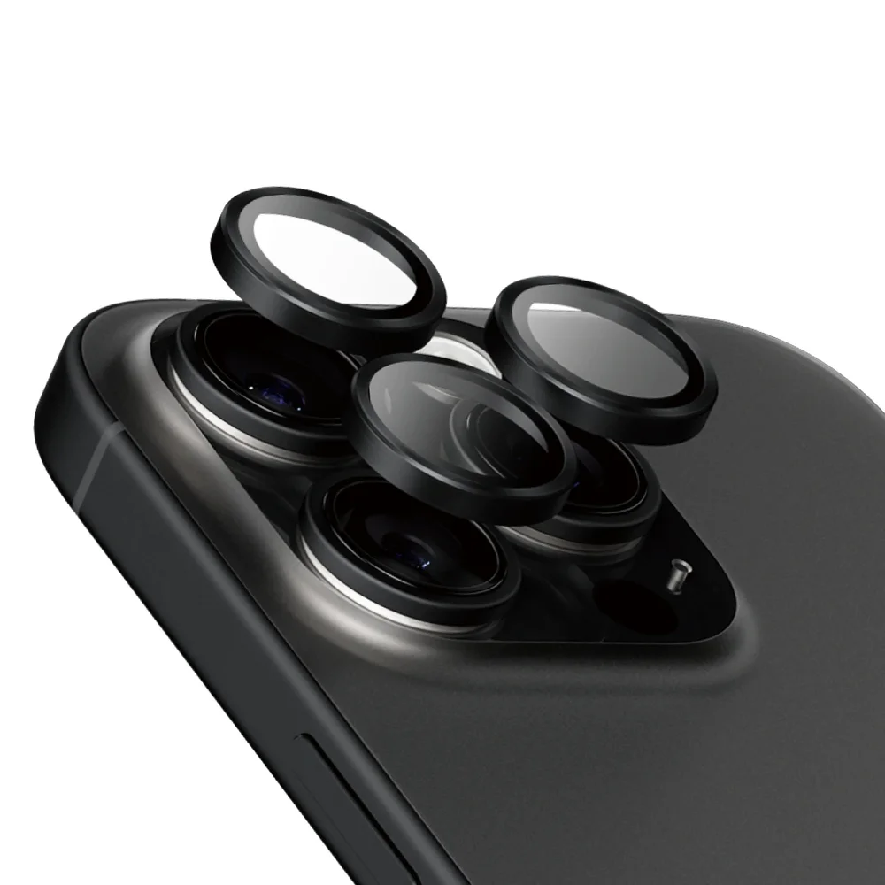 PanzerGlass iPhone 16 Pro Max Hoops Ceramic linsebeskytter med aluminiumsramme, Svart
