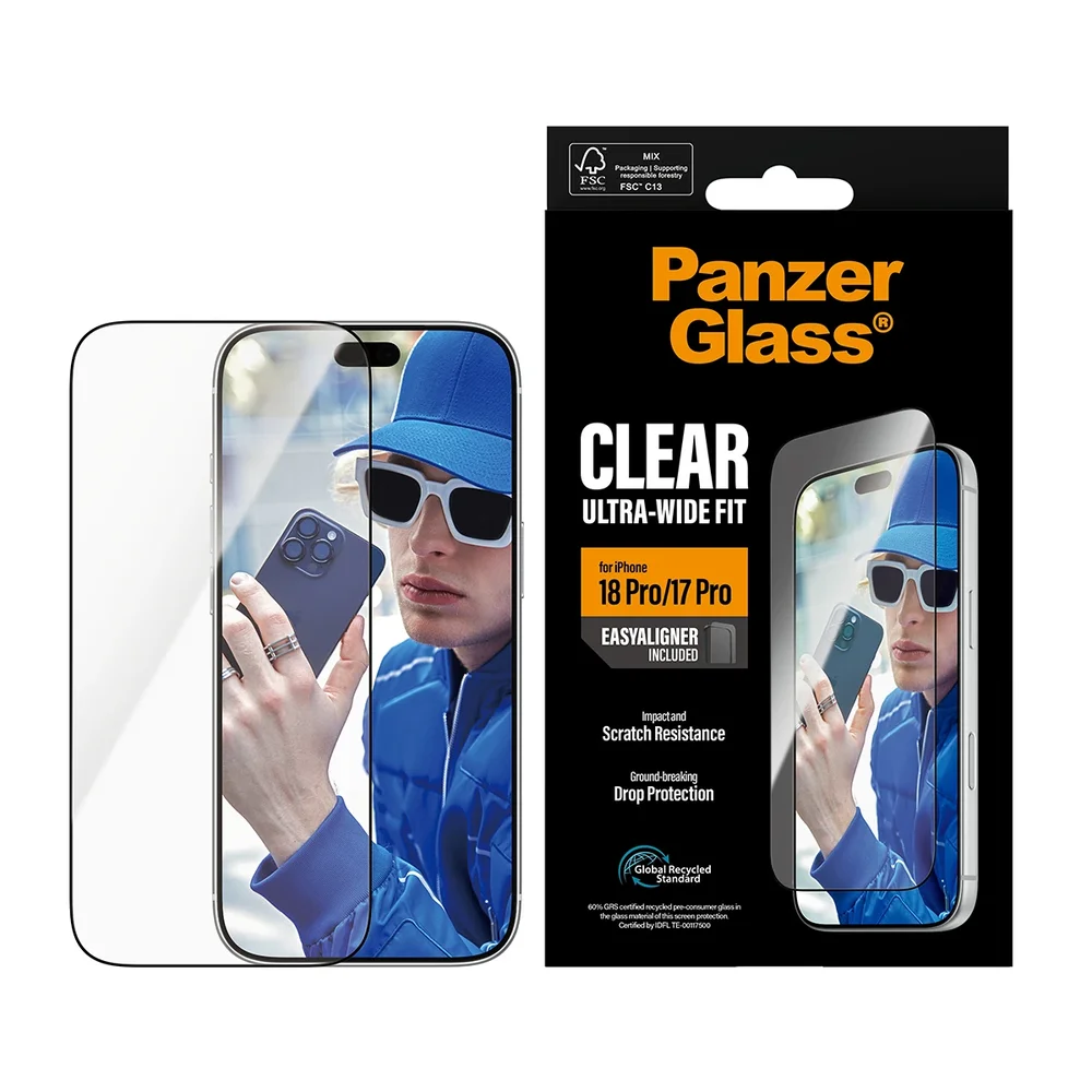 PanzerGlass iPhone 18 Pro Skjermbeskytter med installasjonsramme - Ultra Wide Fit