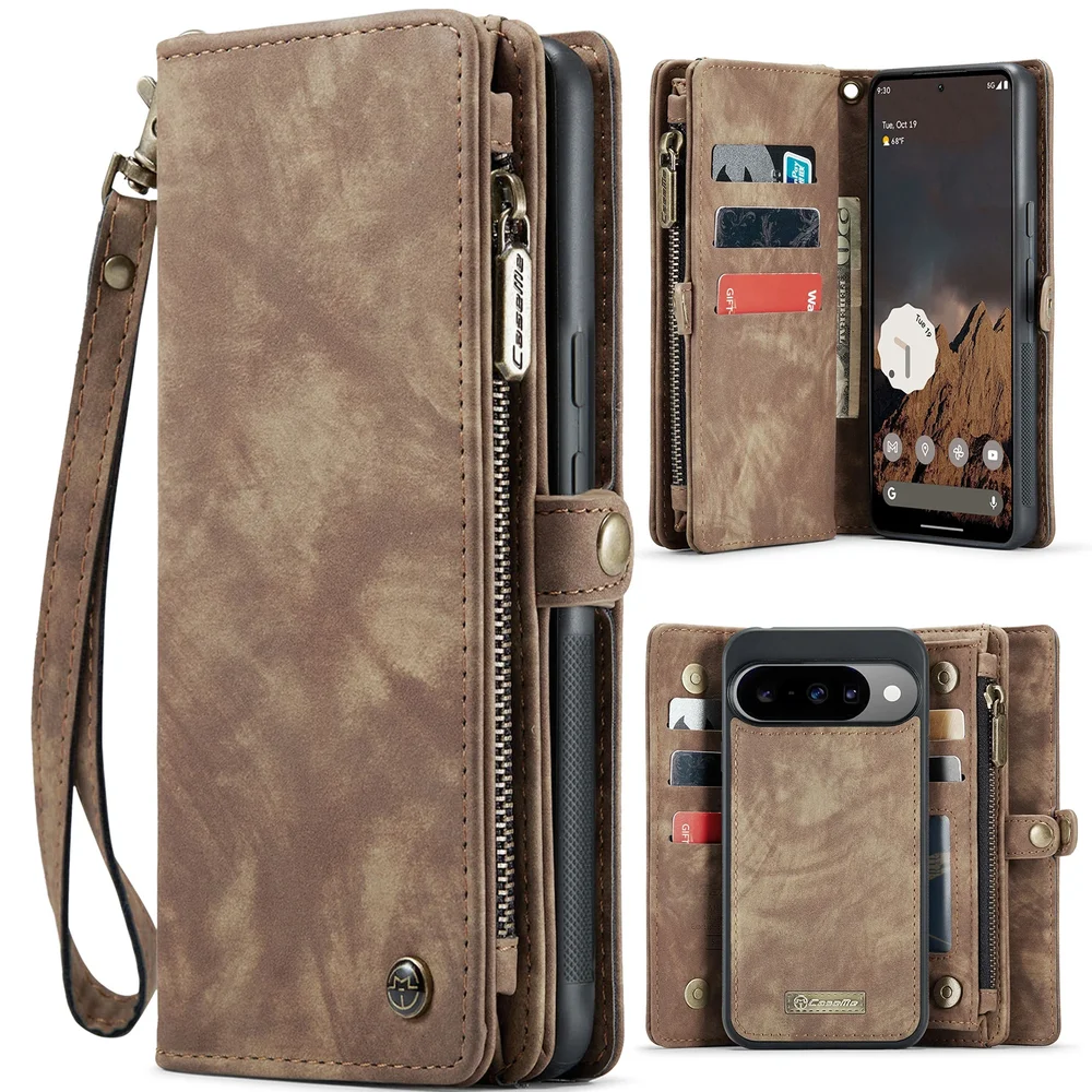 CaseMe Google Pixel 11 Pro Romslig lommeboketui med mange kortlommer, Brun CaseMe Google Pixel 11 Pro Romslig lommeboketui med mange kortlommer, Brun