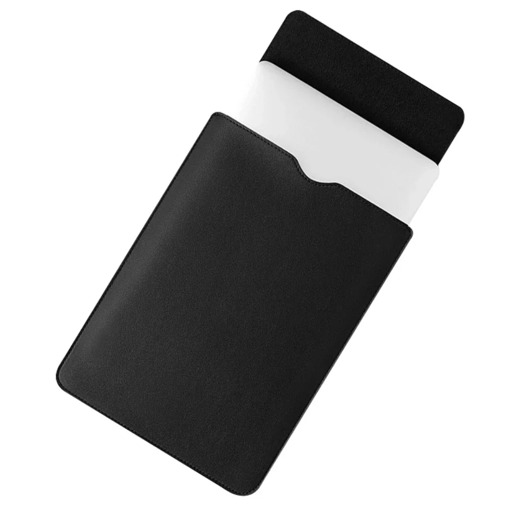 14" Stilig laptop-etui i kunstskinn, Svart 14" Stilig laptop-etui i kunstskinn, Svart