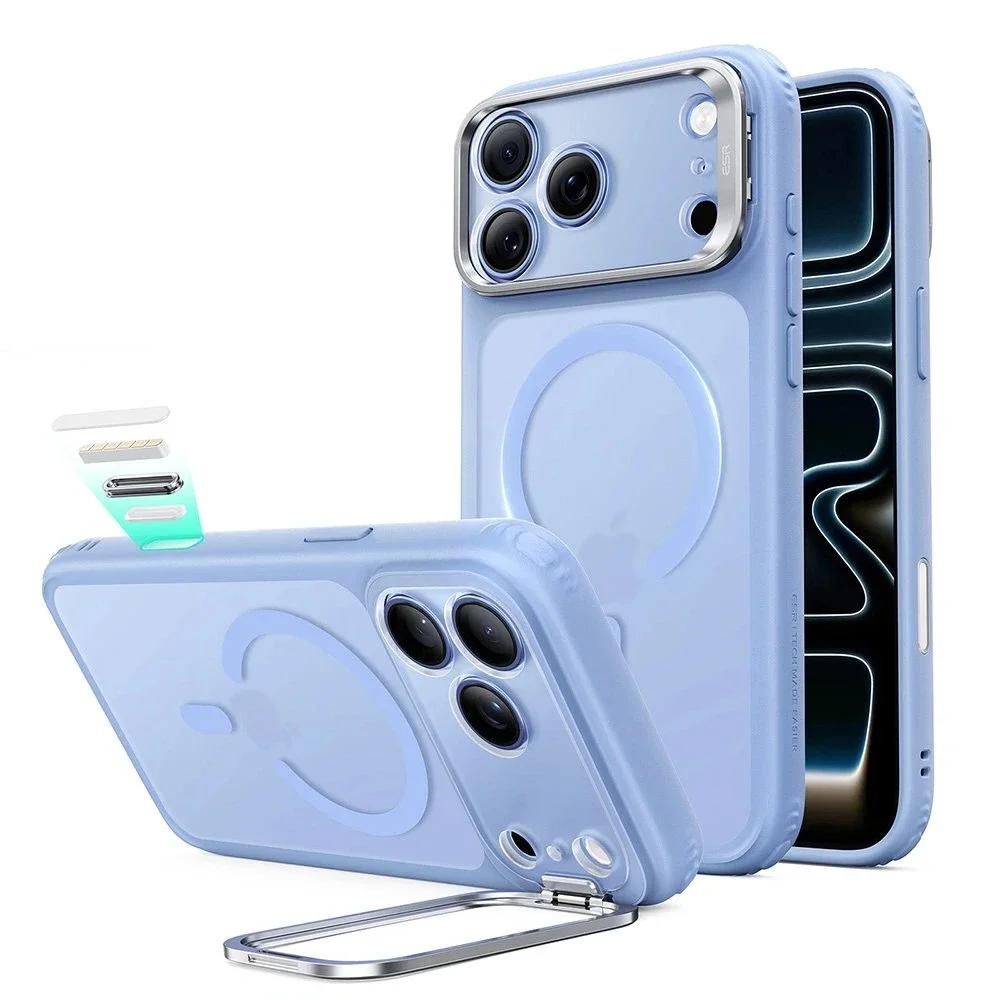 ESR iPhone 17 Pro Classic Hybriddeksel MagSafe med kickstand, Frosted Light Blue