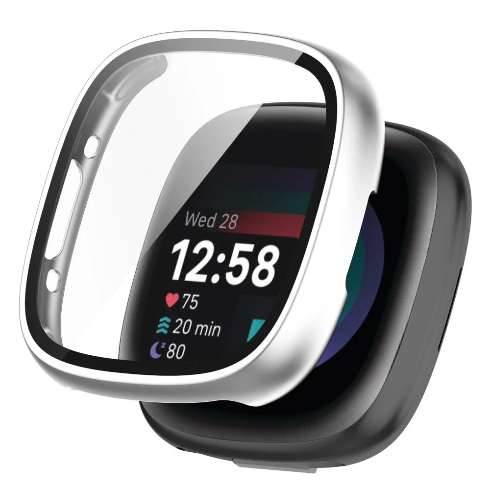 Fitbit Sense 2 Heldekkende deksel med skjermbeskytter, Sølv Fitbit Sense 2 Heldekkende deksel med skjermbeskytter, Sølv