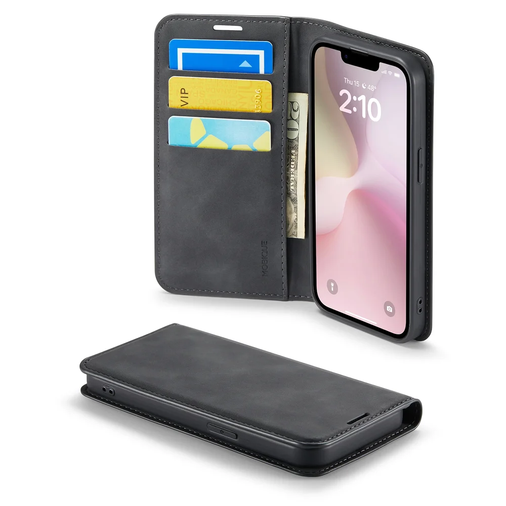Mobique iPhone 16e Slankt etui med kortlomme, Svart