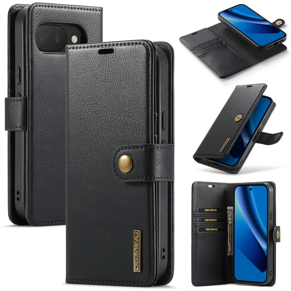 DG.MING Google Pixel 10a Lommeboketui med avtakbart deksel, Black