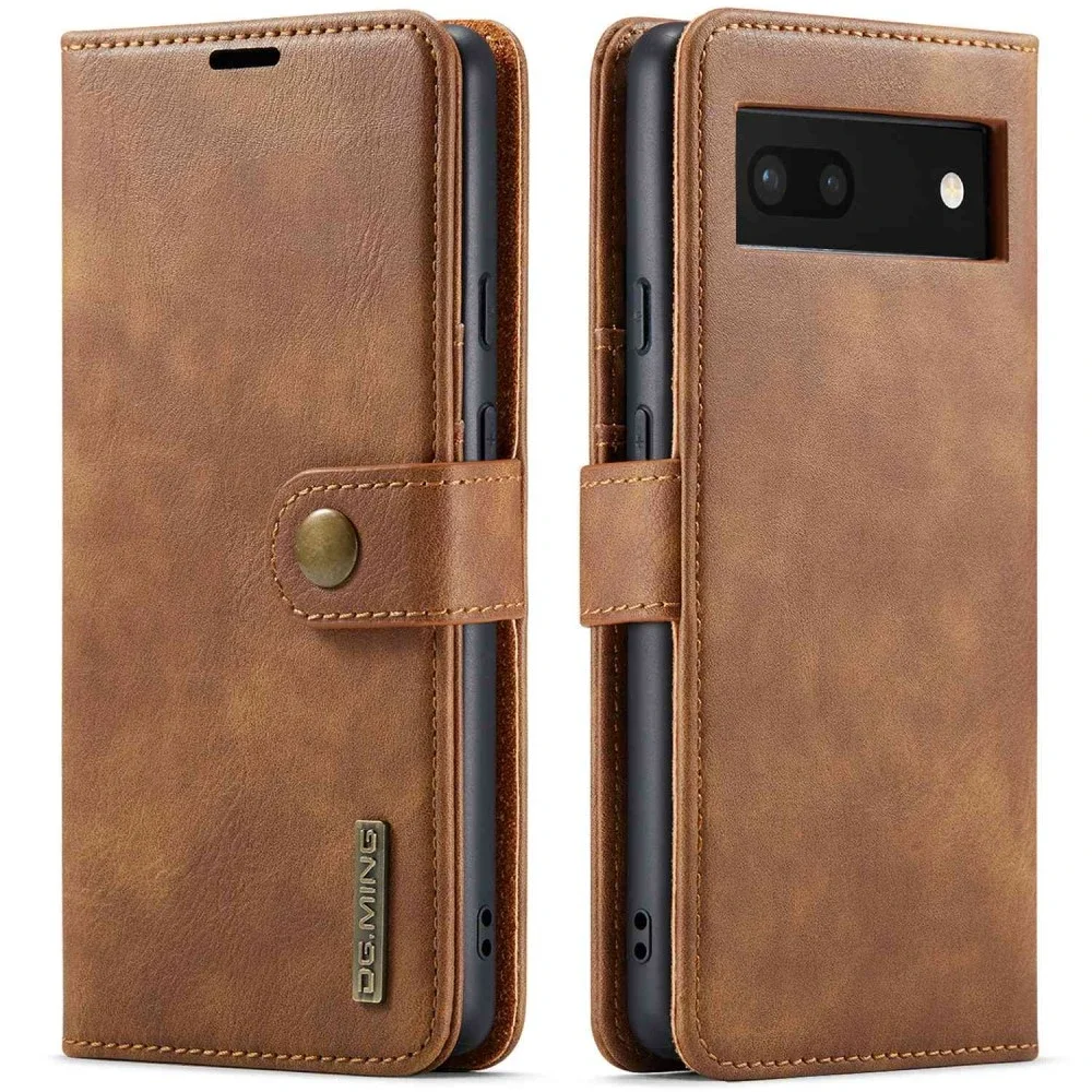 DG.MING Google Pixel 6a Lommeboketui med avtakbart deksel, Cognac DG.MING Google Pixel 6a Lommeboketui med avtakbart deksel, Cognac
