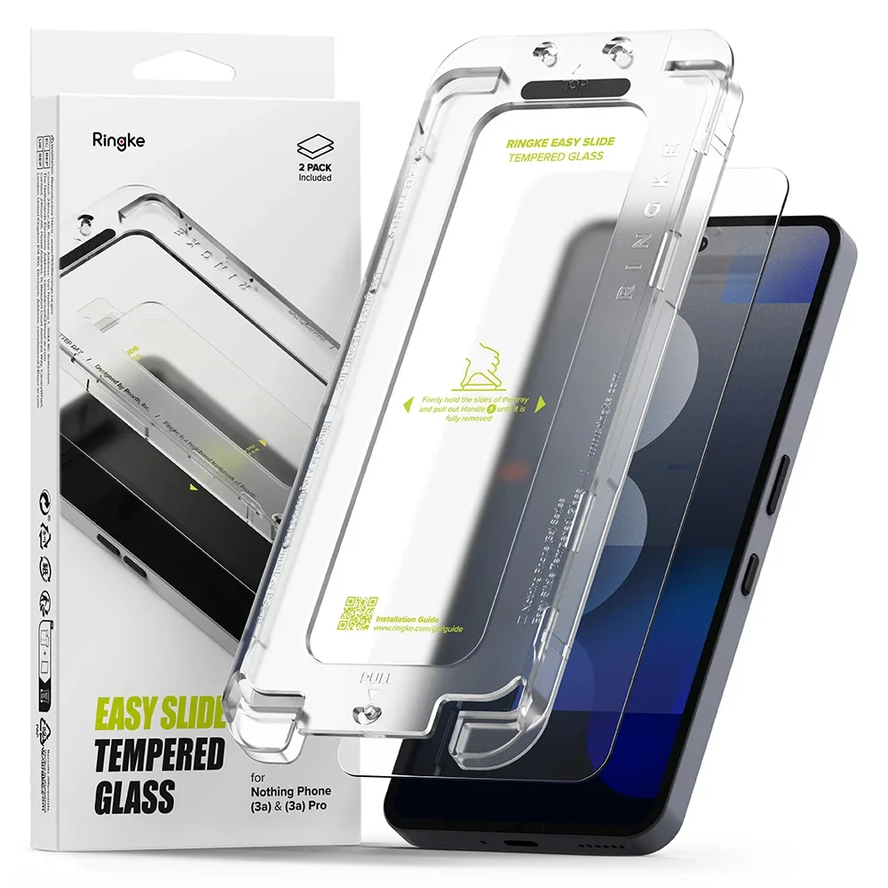 Ringke Nothing Phone 3a Skjermbeskytter i glass med monteringsramme (2-pack) Ringke Nothing Phone 3a Skjermbeskytter i glass med monteringsramme (2-pack)