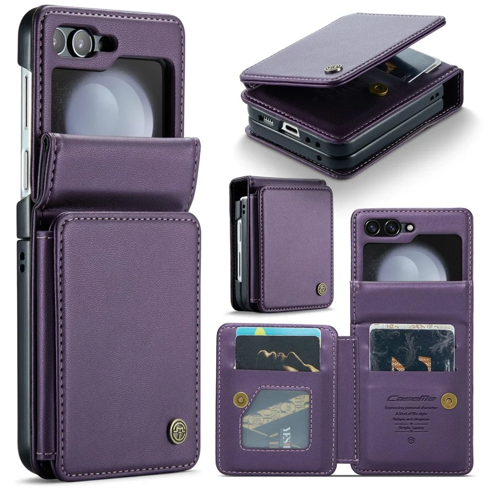 CaseMe Samsung Galaxy Z Flip 7 FE Deksel med innebygd lommebok og RFID-beskyttelse Lilla CaseMe Samsung Galaxy Z Flip 7 FE Deksel med innebygd lommebok og RFID-beskyttelse Lilla