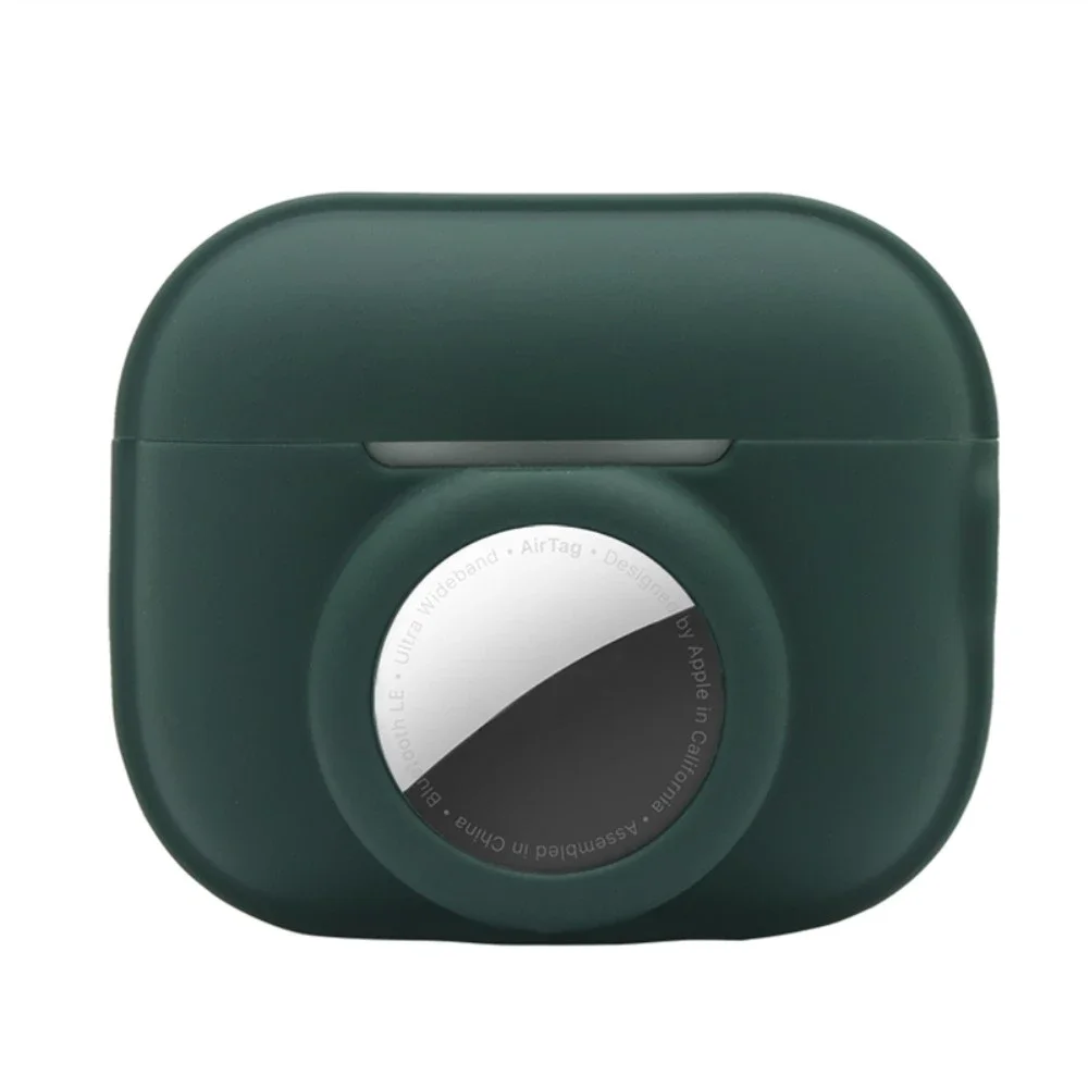 Apple AirTag/AirPods Pro 2 Silikondeksel med AirTag-holder + karabinkrok, Mørk grønn