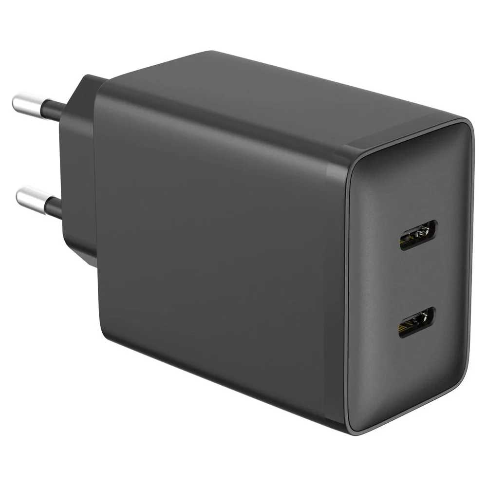 Clas Ohlson Vegglader med 2 x USB-C GaN 45W, Svart Clas Ohlson Vegglader med 2 x USB-C GaN 45W, Svart