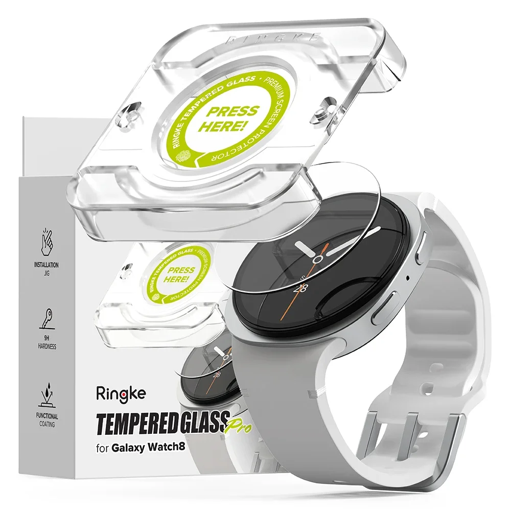 Ringke Samsung Galaxy Watch 9 44mm Skjermbeskytter i glass med monteringsramme (2-pack)