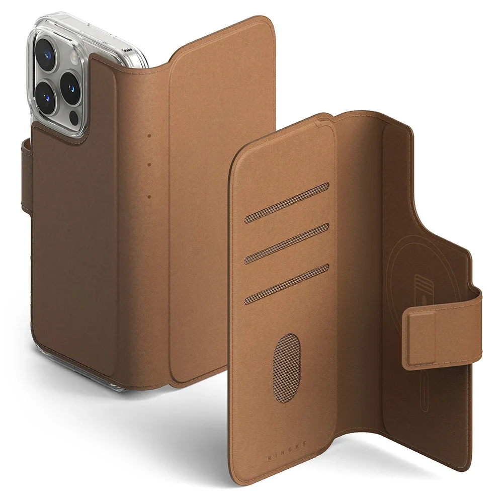 Ringke iPhone 14 Pro Folio Wallet Magnetic, Brun