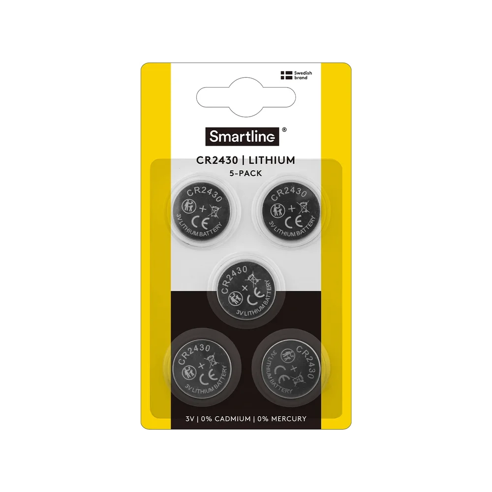 Smartline 5-pakning Batteri Knappecelle Lithium CR2430