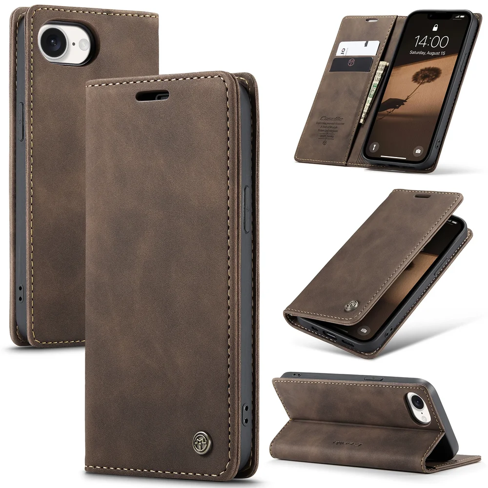 CaseMe iPhone 16e Slankt lommeboketui, Brun CaseMe iPhone 16e Slankt lommeboketui, Brun
