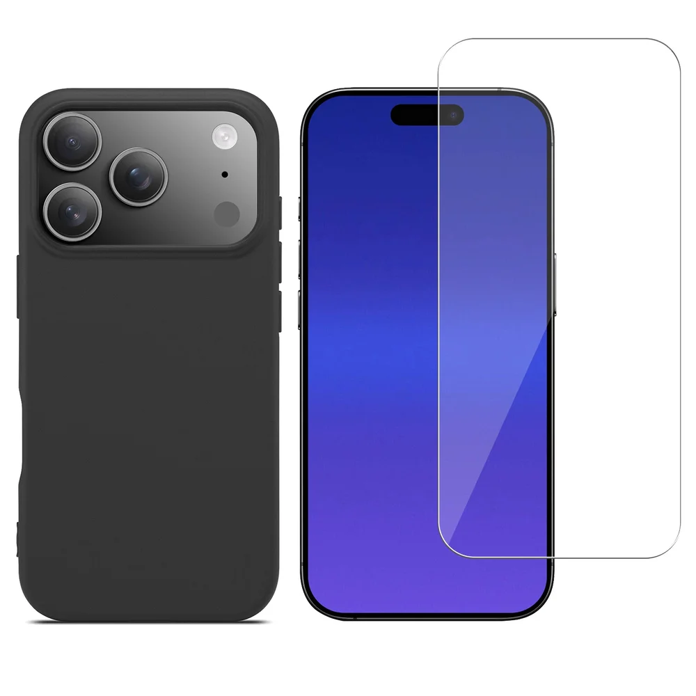 Mobique iPhone 17 Pro MagSafe deksel i TPU + Skjermbeskytter herdet glass, Svart