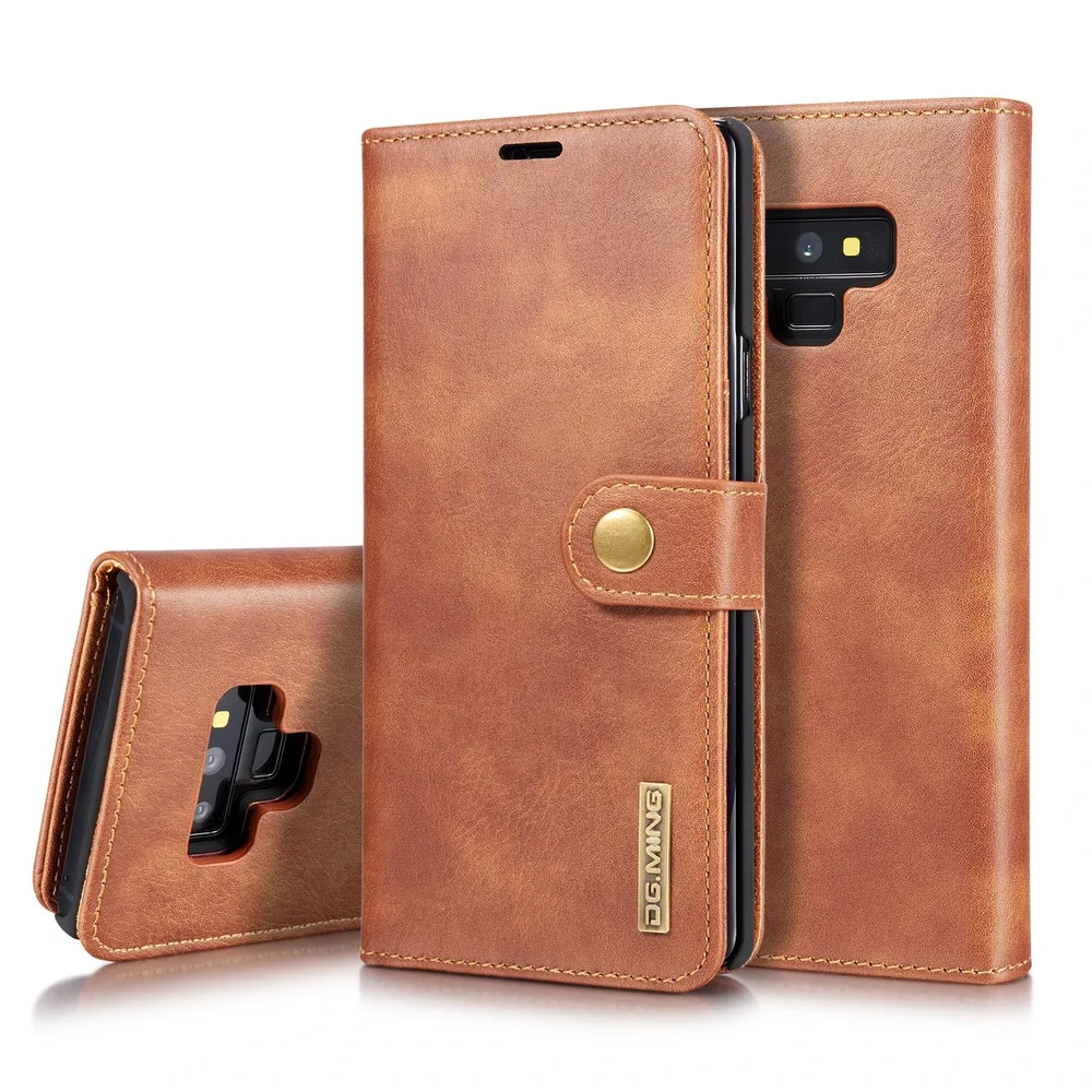 DG.MING Samsung Galaxy Note 9 Lommeboketui med avtakbart deksel, Cognac