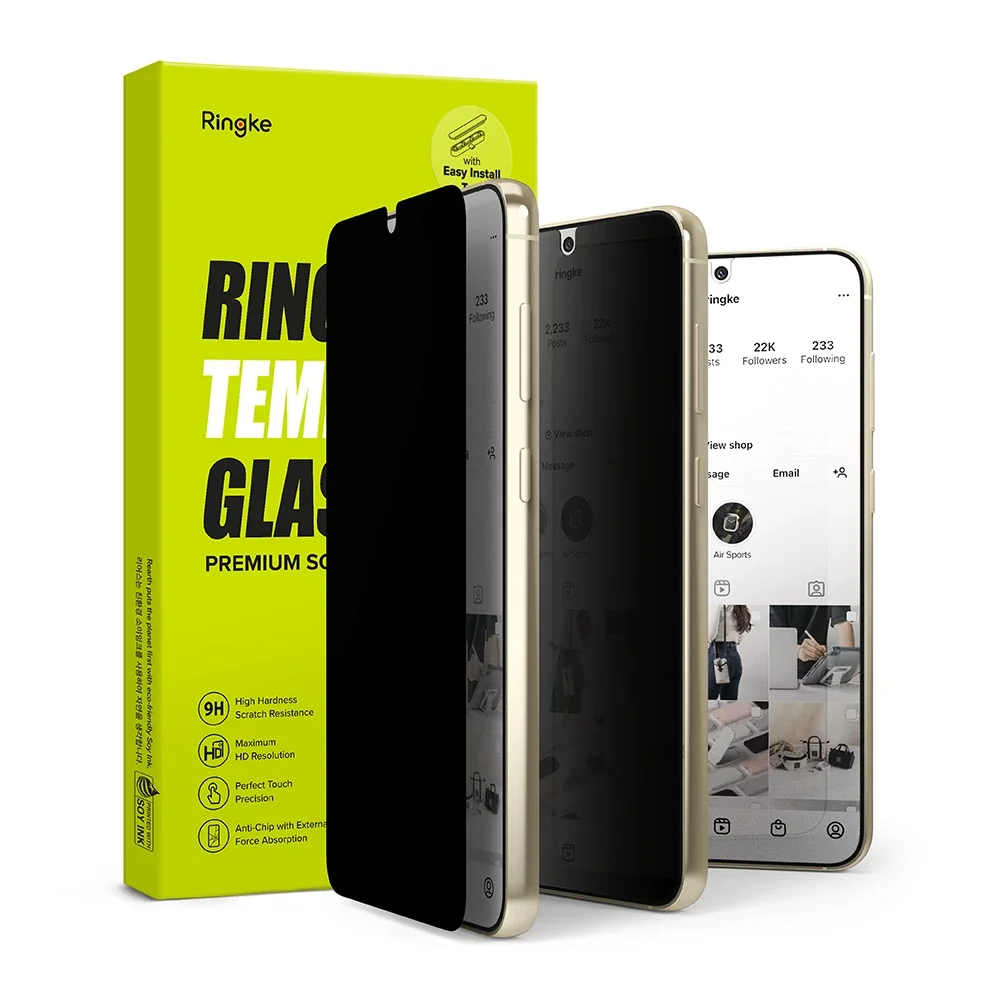 Ringke Samsung Galaxy S23 Anti-spy skjermbeskytter i glass med monteringsverktøy