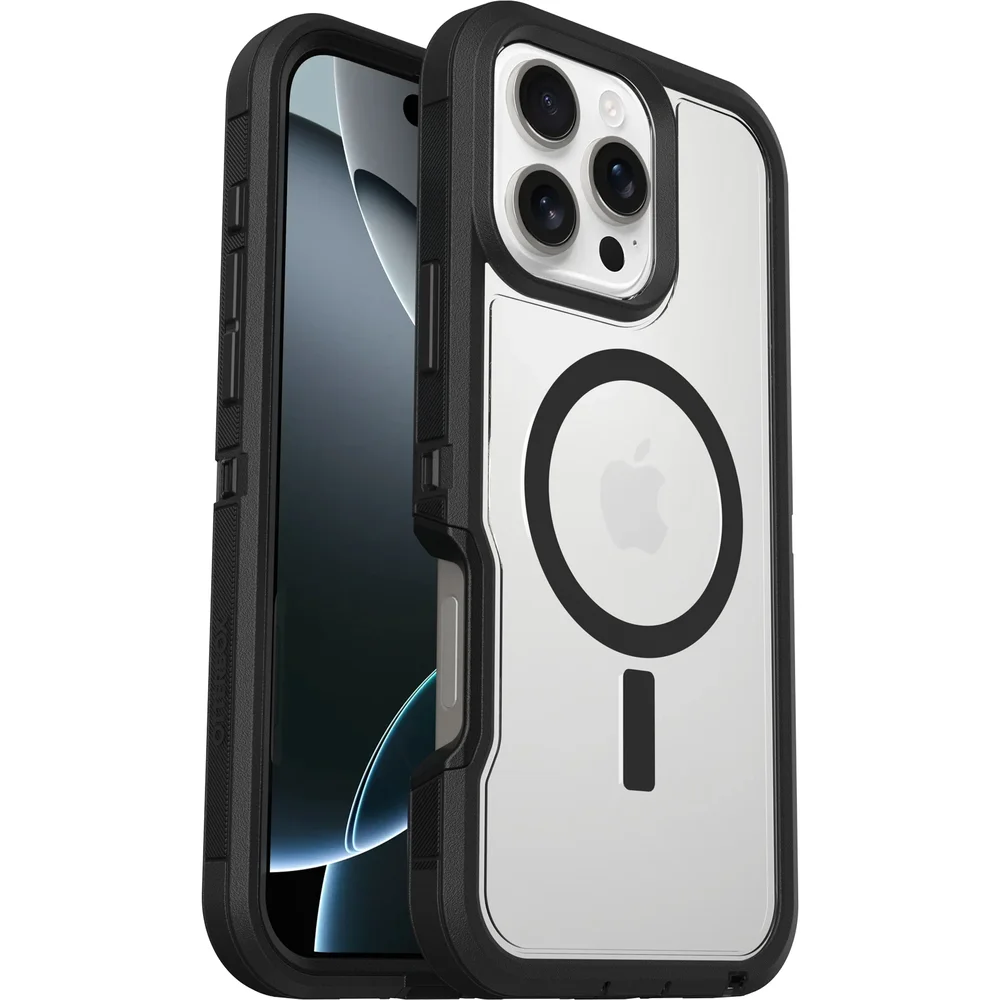 Otterbox iPhone 16 Pro Max Defender XT Riktig støtsikkert MagSafe-deksel, Svart/gjennomsiktig