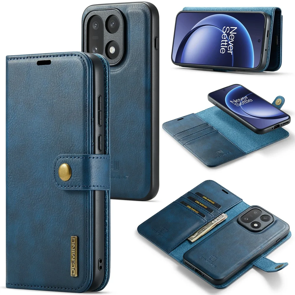 DG.MING OnePlus 15 Lommeboketui med avtakbart deksel, Blue DG.MING OnePlus 15 Lommeboketui med avtakbart deksel, Blue