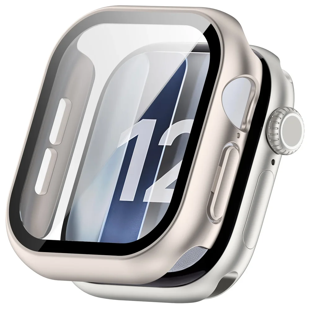 Apple Watch Series 12 42mm Heldekkende deksel med skjermbeskytter, Starlight