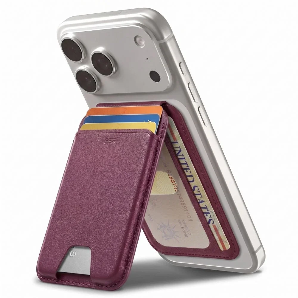 ESR HaloLock MagSafe Kortholder med stativ, Deep Burgundy ESR HaloLock MagSafe Kortholder med stativ, Deep Burgundy