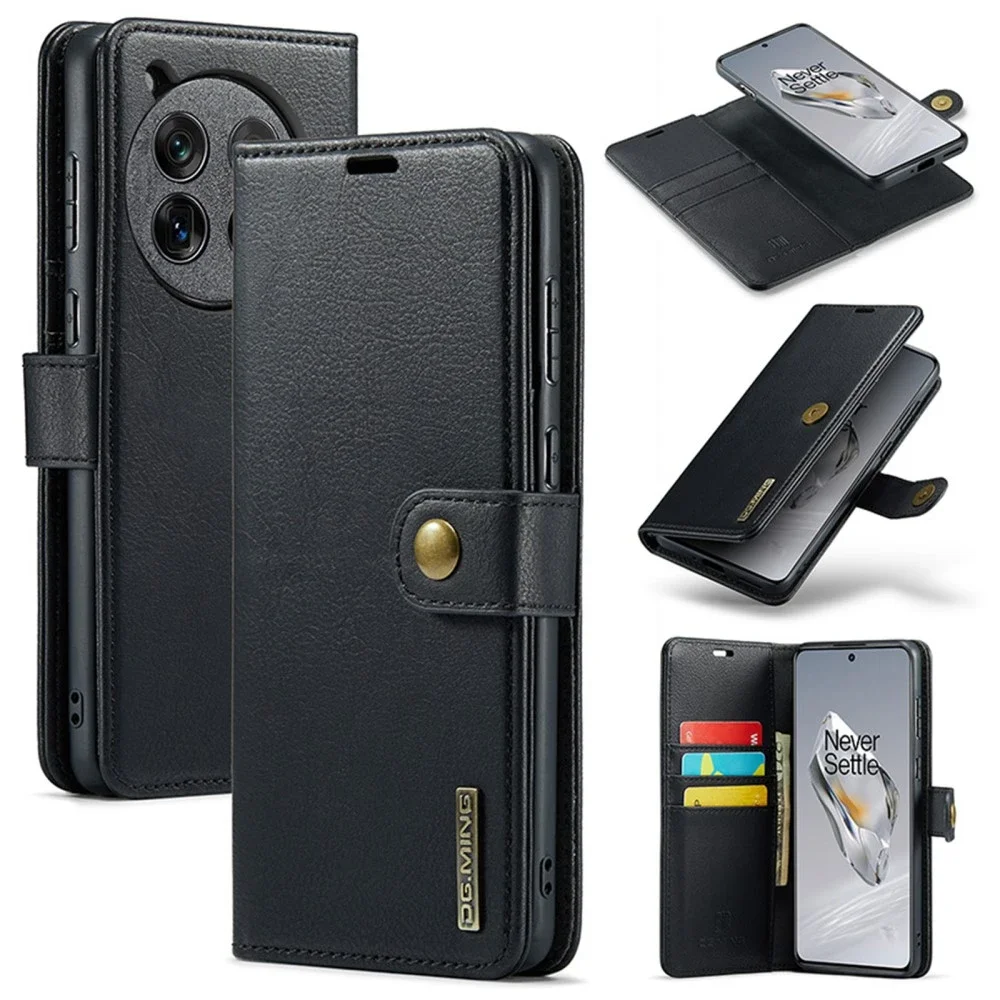 DG.MING OnePlus 12 Lommeboketui med avtakbart deksel, Black DG.MING OnePlus 12 Lommeboketui med avtakbart deksel, Black
