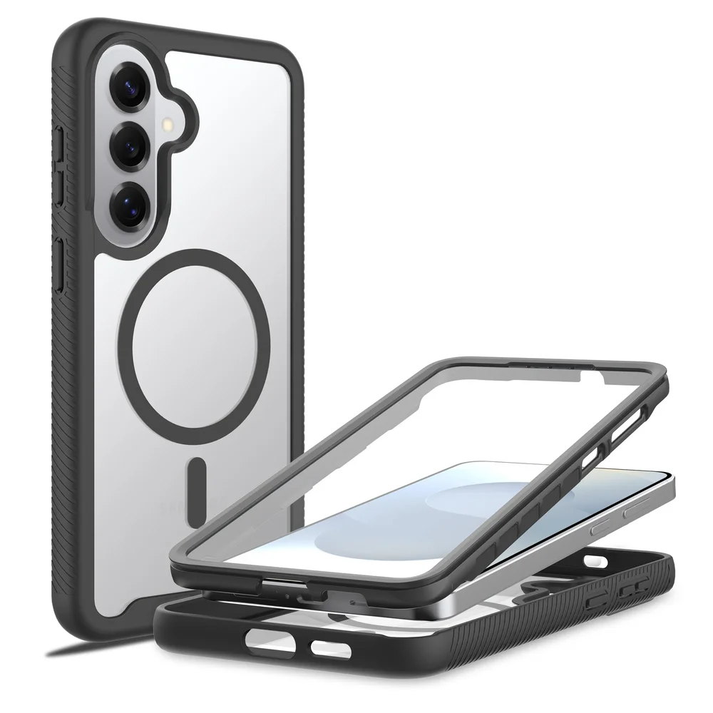 Mobique Samsung Galaxy S26 Plus Deksel Magnetisk Full Protection, Svart/gjennomsiktig
