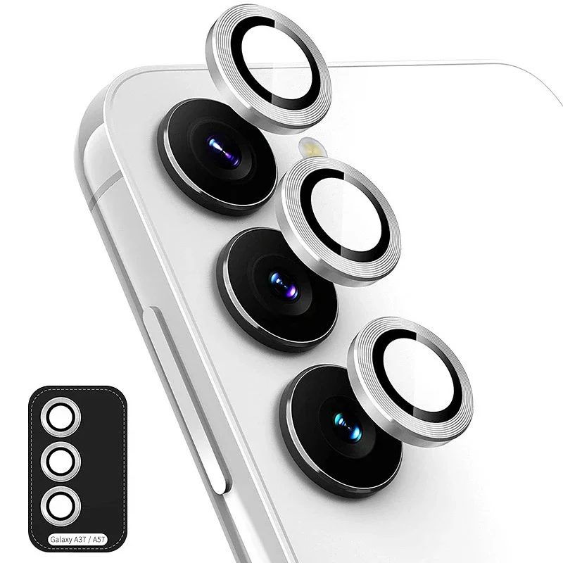 Hat Prince Samsung Galaxy A57 Linsebeskytter i glass og aluminium, Sølv