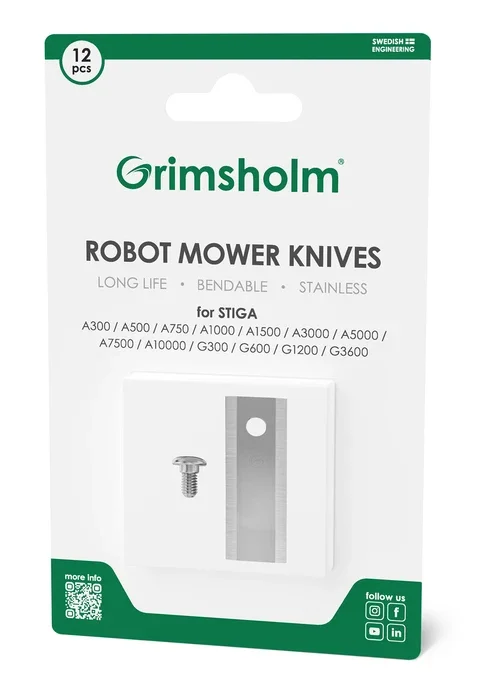 Grimsholm 12-pack robotgressklipperkniver for Stiga A 1500