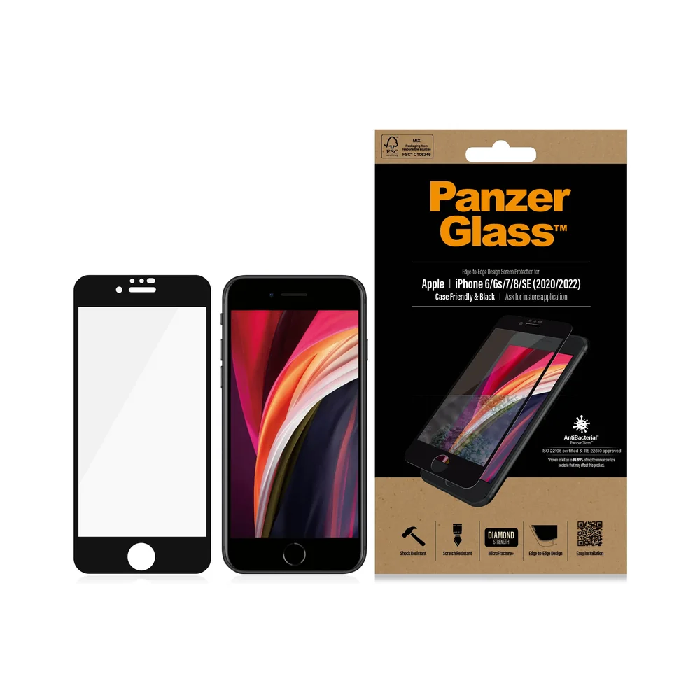 PanzerGlass iPhone 6/6S Skjermbeskytter i ripemotstandig herdet glass - Edge-to-Edge