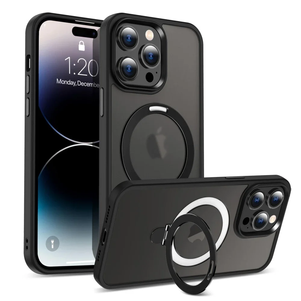 iPhone 14 Pro Magnetic hybriddeksel med stativfunksjon, Svart iPhone 14 Pro Magnetic hybriddeksel med stativfunksjon, Svart