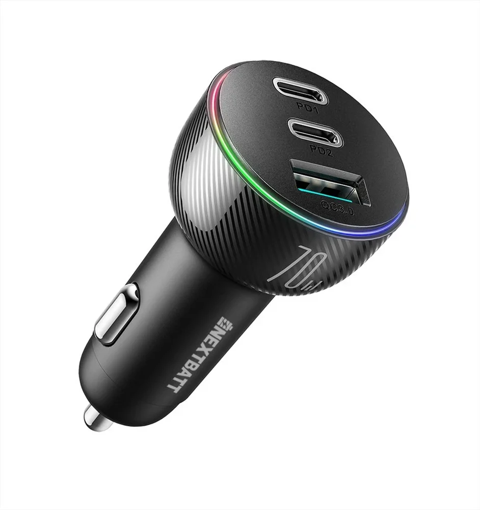 NEXTBATT Billader LED USB-A + 2 x USB-C 90W, Svart