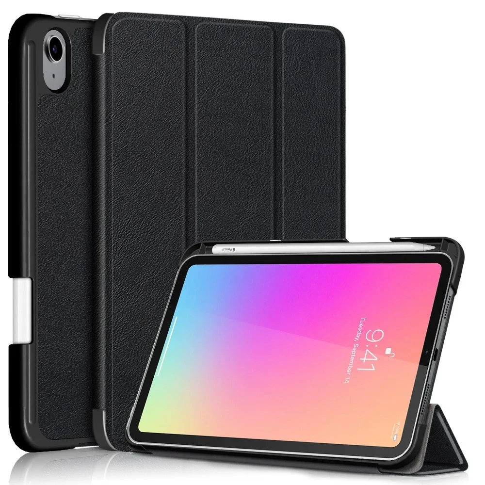 Apple iPad Mini 7th Gen (2024) Tri-fold etui med pennholder, Svart
