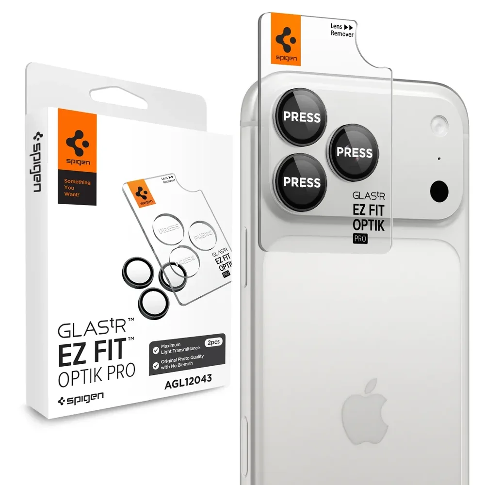 Spigen iPhone 18 Pro Max EZ Fit Linsebeskytter (2-pack), Dark Gray