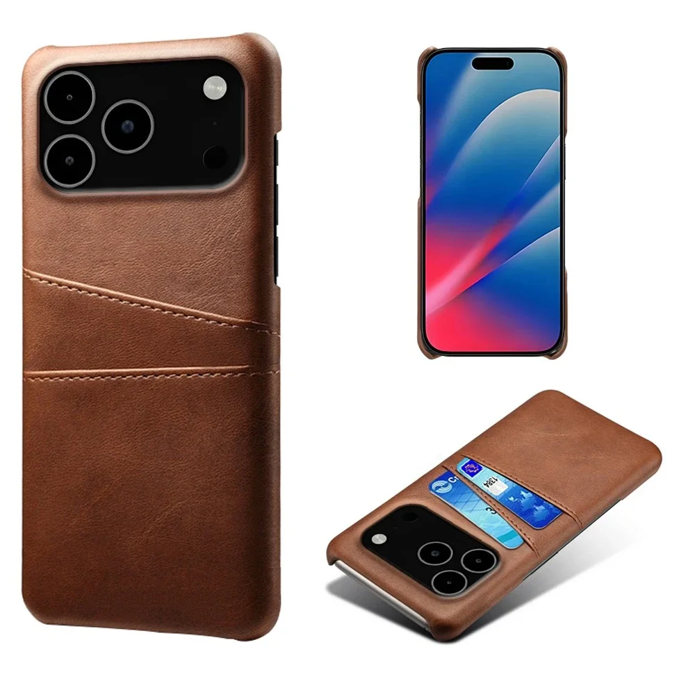 tectTech iPhone 18 Pro Max Stilig deksel med 2 kortlommer, Brun