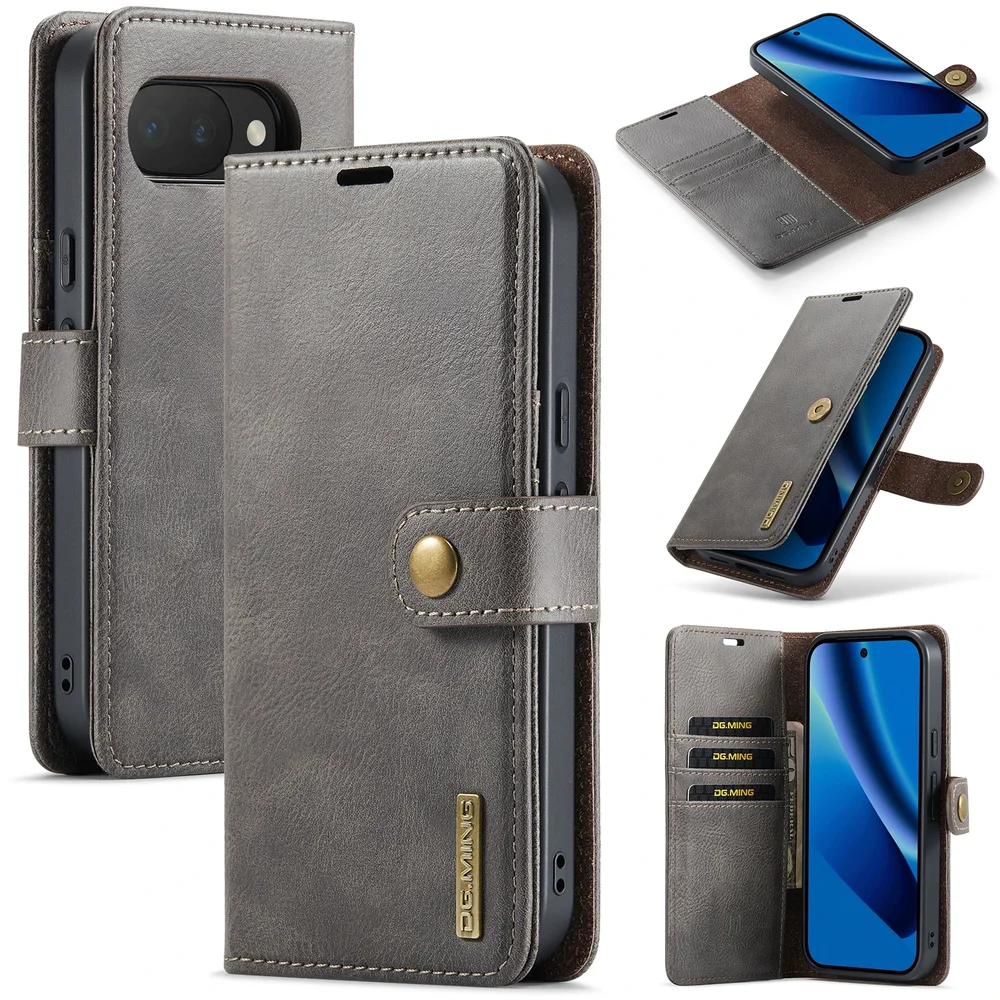 DG.MING Google Pixel 10a Lommeboketui med avtakbart deksel, Brown DG.MING Google Pixel 10a Lommeboketui med avtakbart deksel, Brown