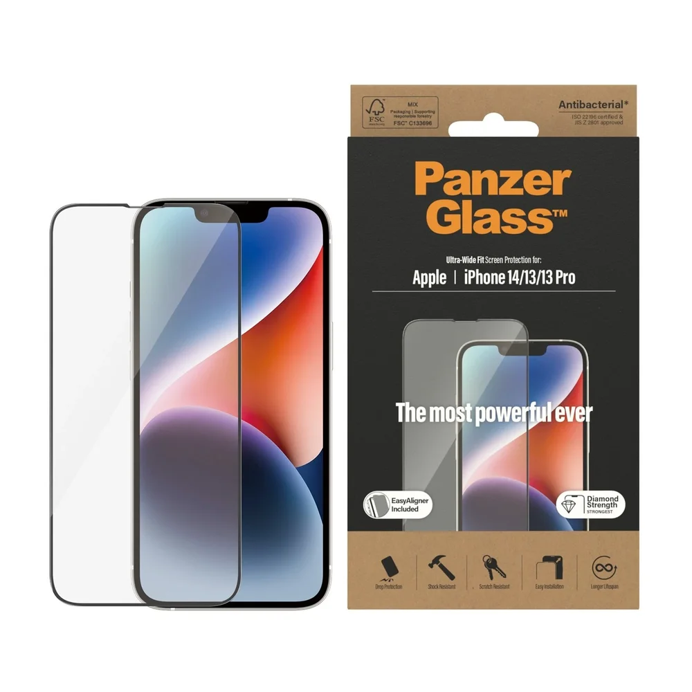 PanzerGlass iPhone 14 Skjermbeskytter med installasjonsramme - Ultra Wide Fit