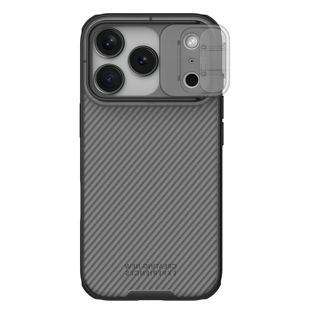 Nillkin iPhone 17 Pro Deksel med kameralinsebeskyttelse - CamShield, Svart/gjennomsiktig