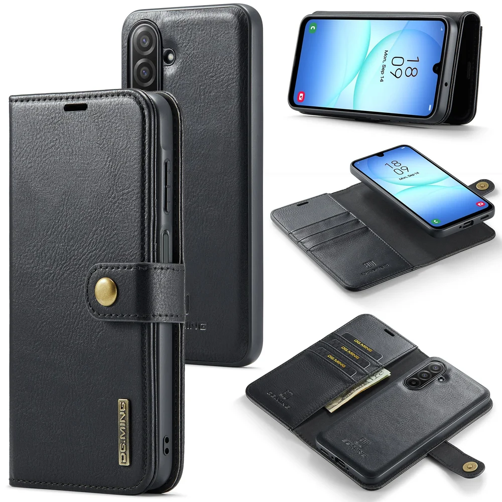 DG.MING Samsung Galaxy A18 Lommeboketui med avtakbart deksel, Black