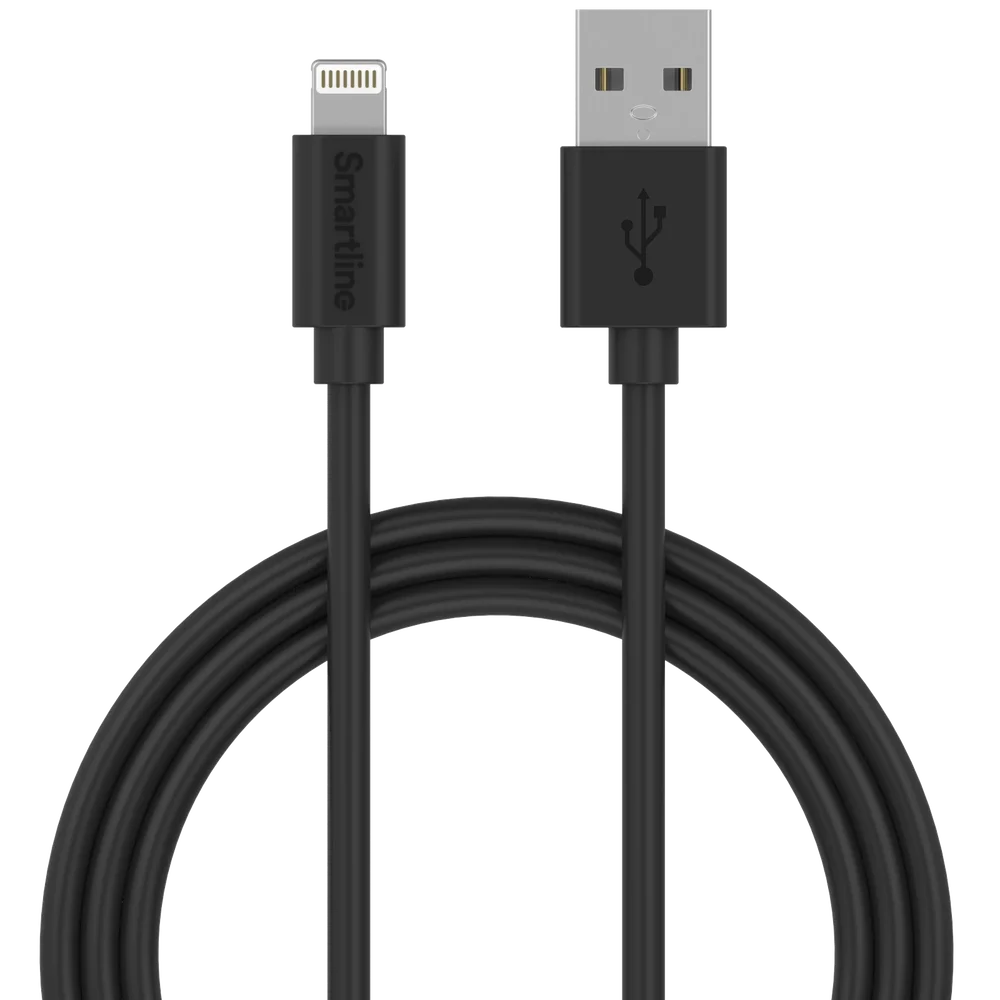 Smartline Ladekabel 1m USB-A til Lightning, Svart Smartline Ladekabel 1m USB-A til Lightning, Svart