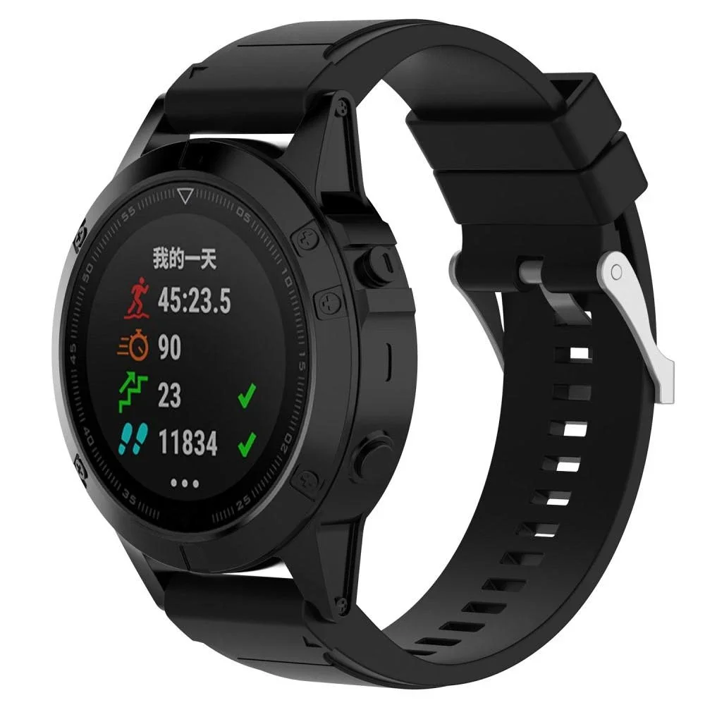 Garmin Fenix 3 HR/Fenix 3 Reim i silikon, Svart Garmin Fenix 3 HR/Fenix 3 Reim i silikon, Svart