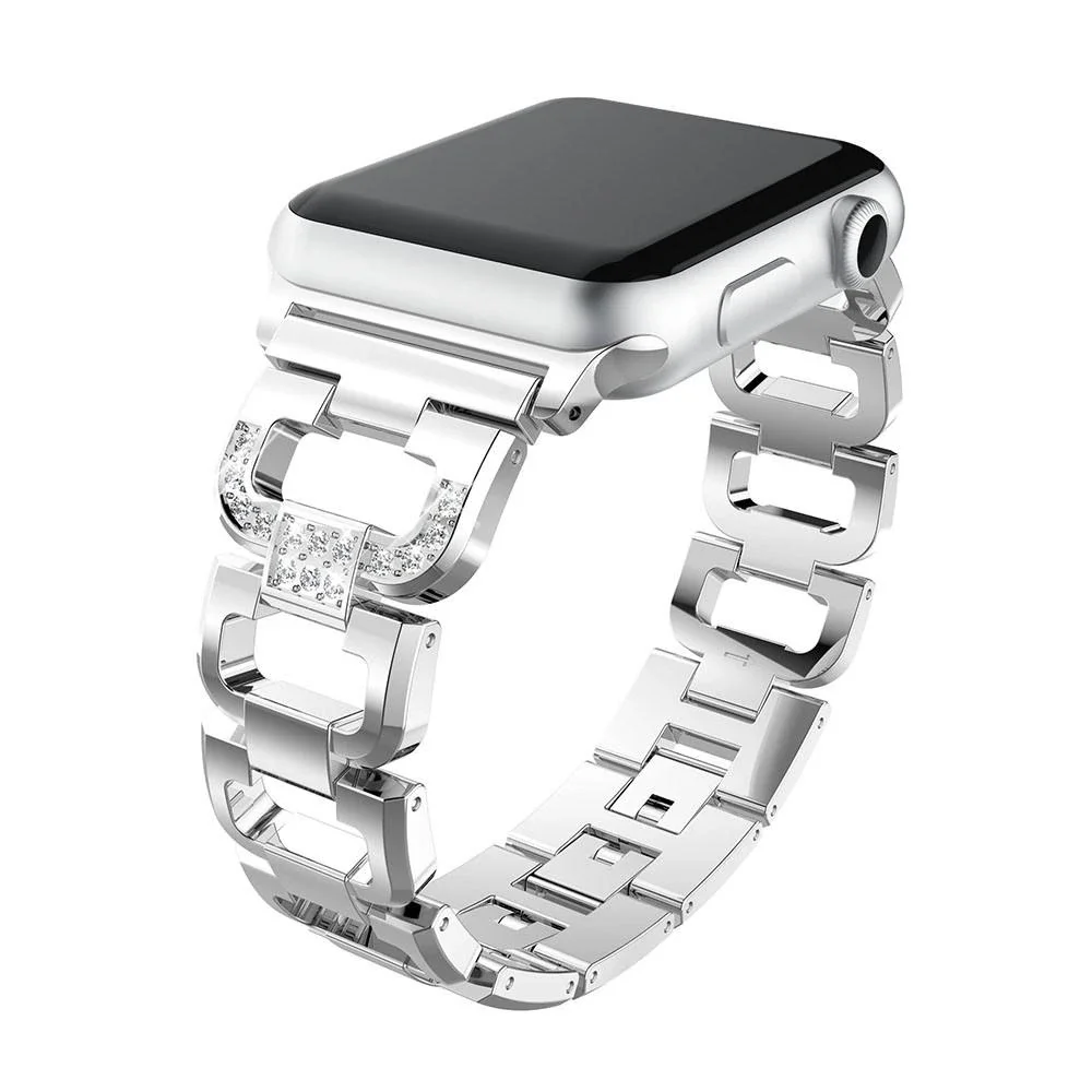 Apple Watch Series 11 42mm Luksuriøs reim med glitrende steiner, Sølv Apple Watch Series 11 42mm Luksuriøs reim med glitrende steiner, Sølv