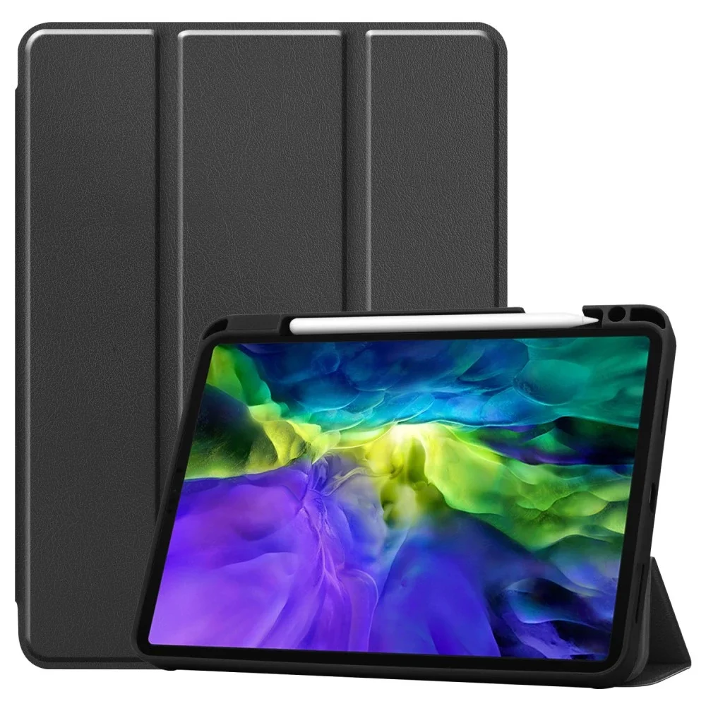 Apple iPad Pro 11 1st Gen (2018) Tri-fold etui med pennholder, Svart Apple iPad Pro 11 1st Gen (2018) Tri-fold etui med pennholder, Svart