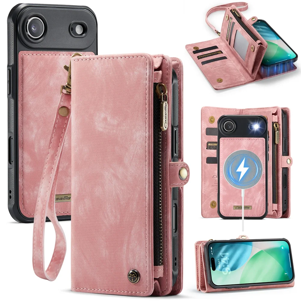 CaseMe iPhone Air Romslig lommeboketui med mange kortlommer, Rosa